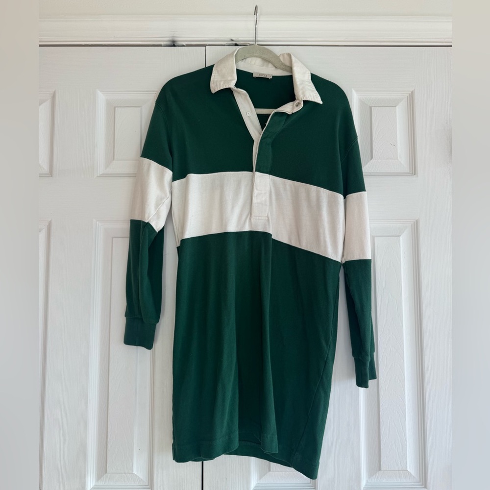 AYR Dark Green and White Rugby Shirtdress